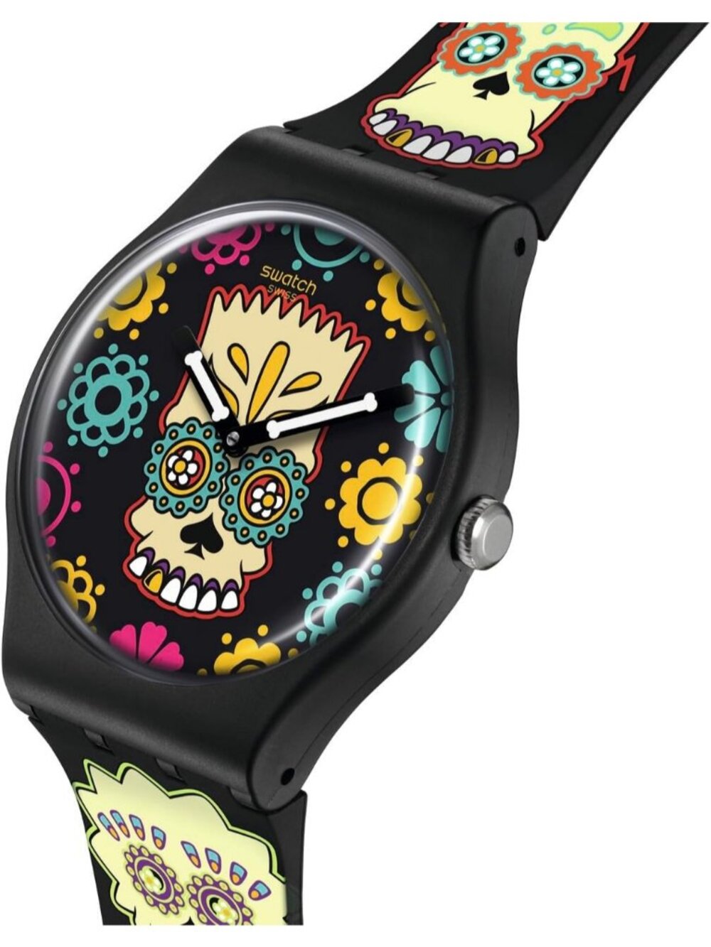 Unisex Black Polymer Gent Biosourced Lacquered Waterproof D'Oh of The Dead Watch - Picture 3 of 6